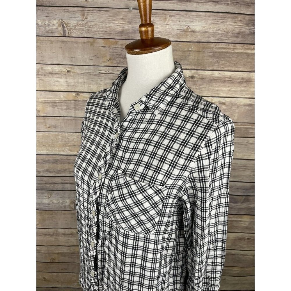 Universal Thread Medium Plaid Button Up Blouse Bl… - image 4